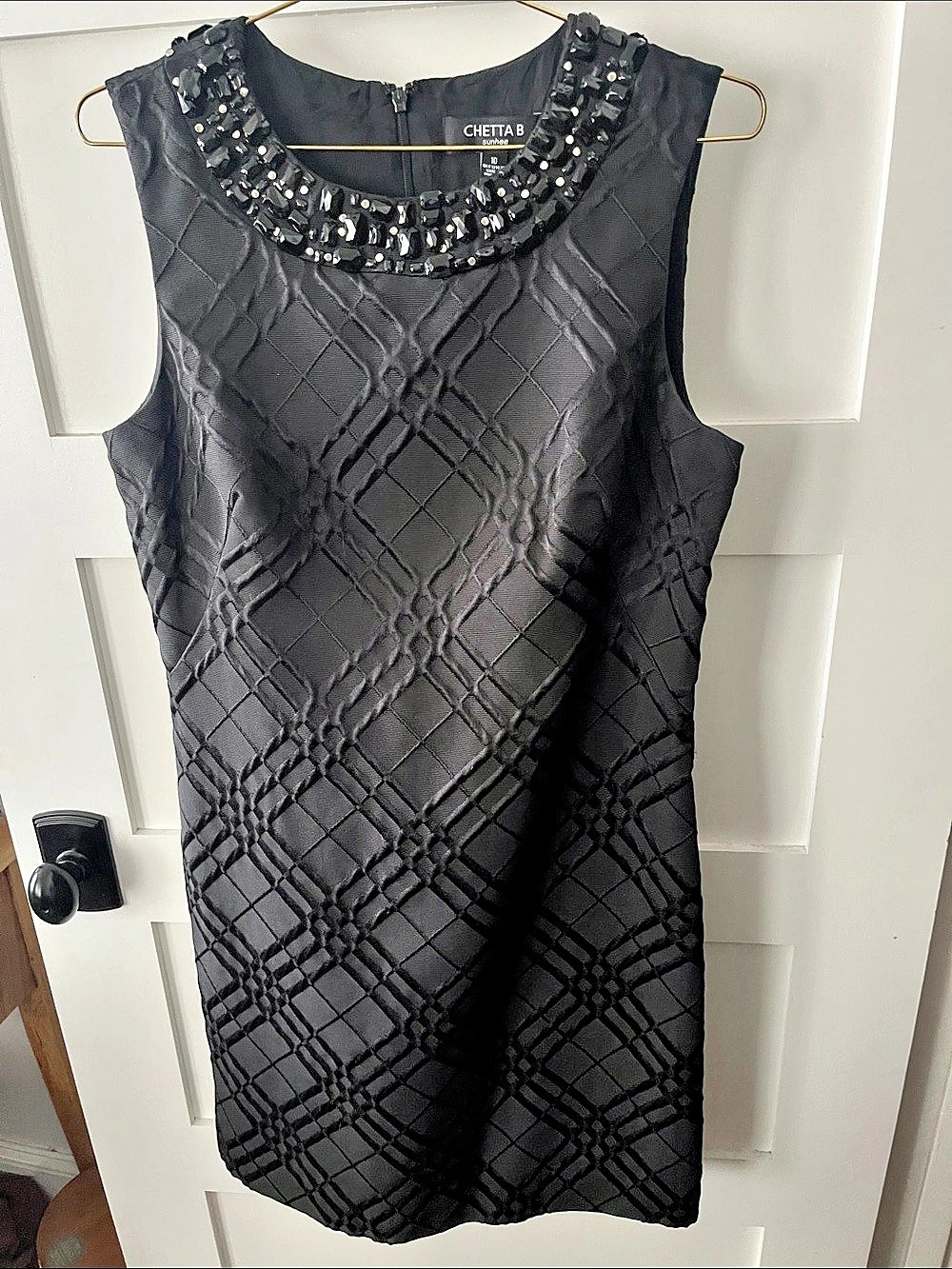 Chetta B Black Beaded Mini Dress Size 10 Like New